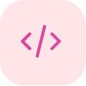 WAZ Tech Studio logo with coding icon on a pink background.
