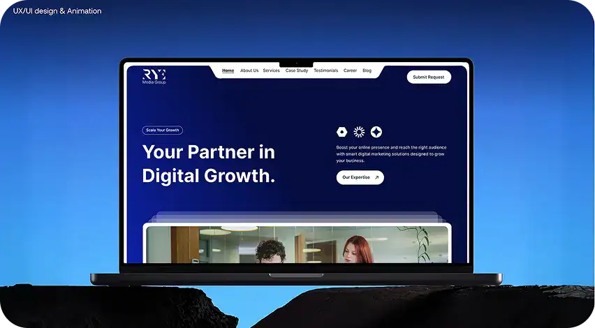 WAZ Tech Studio website homepage showcasing digital growth services.